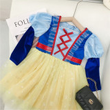 Girl long sleeve contrasting color princess dress