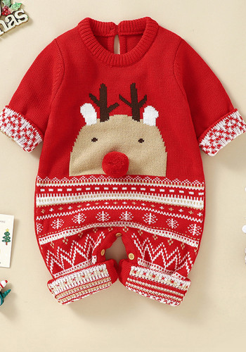 Autumn and winter cute Christmas elk baby one-piece romper