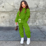 Girl Long Sleeve Hoodies and Pant Sports Two Piece