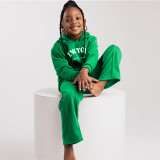 Girl Long Sleeve Embroidered Hoodies and Pant Two Piece