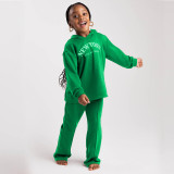 Girl Long Sleeve Embroidered Hoodies and Pant Two Piece