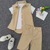 Boy Vest Short Sleeve T-Shirt and Shorts Three-Piece