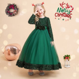 Kids Dresses Princess Dress Girls Long Sequin Dress Christmas Cosplay Costumes