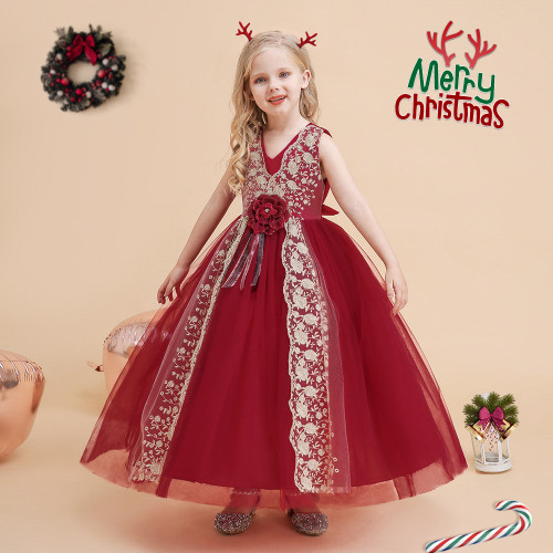 Girls Embroidered Dress Princess Dress Christmas Party Dress Cosplay Masquerade Dress