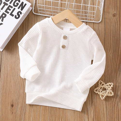 Simple Baby Clothes Girls Solid Color Long Sleeve T-Shirts Spring and Autumn Tops Basic Shirts Boys and Children's Tops