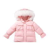 Winter Slim Waist Hooded Parker Warm Down Jacket Children's Coat Children's Clothing