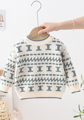 kids children's sweater autumn and winter boy stripe Letter pullover Knitting Top