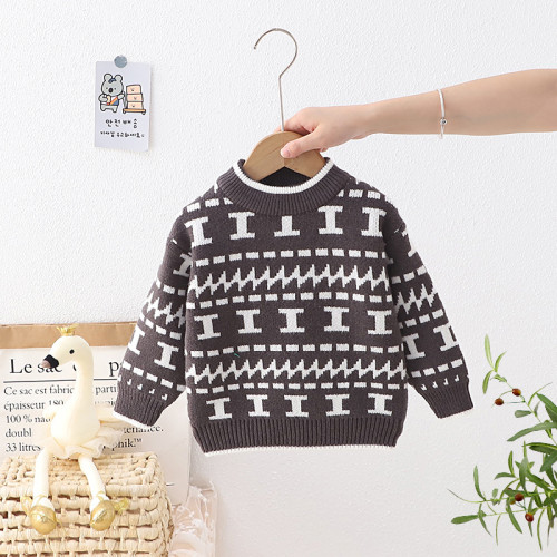 kids children's sweater autumn and winter boy stripe Letter pullover Knitting Top