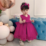 Children'S Wear Kids Girl Princess Dress Bowknot Lace Children'S Dress