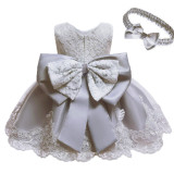 Children'S Wear Kids Girl Princess Dress Bowknot Lace Children'S Dress