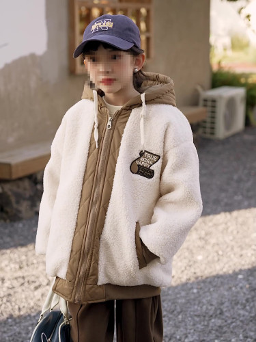 Girl winter lamb wool coat