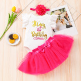 Baby Girl Romper Mesh Princess Dress Three-Piece