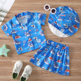 Girl Short Sleeve Shirt And Shorts Two-Piece Set