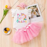 Baby Girl Romper Mesh Princess Dress Three-Piece