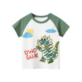 Kids Children'S Clothing Dinosaur Print Children'S Short-Sleeved T-Shirt Baby Boy Clothes Basic Undershirt