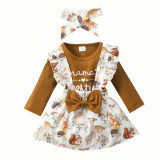 Toddler Girls Spring Summer Bodysuit Straps Floral Skirt Two Piece Set