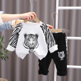 Boy Tiger Print Top and Pant Two-Piece Set