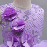 Girls Sleeveless Princess Dress Flower Trailing Show Evening Dress June 1 Show Petit Mesh Skirt