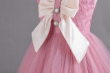 Princess Dress Sleeveless Puff Mesh Skirt Children's Tail Dress Bowknot Girls Children's Day Performance