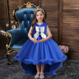 Princess Dress Sleeveless Puff Mesh Skirt Children's Tail Dress Bowknot Girls Children's Day Performance