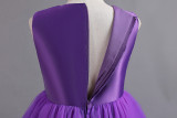 Princess Dress Sleeveless Puff Mesh Skirt Children's Tail Dress Bowknot Girls Children's Day Performance