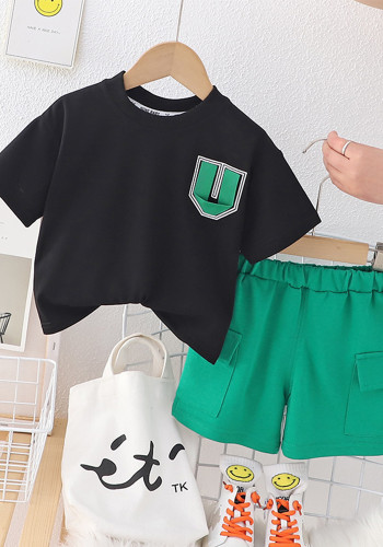 Boys Summer Sport Casual Short Sleeve T-Shirt Shorts Two Piece Set Kids Outdoor Wear Summer Baby Clothes
