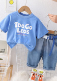 Kids Summer Casual Short Sleeve Print T-Shirt Shorts Set Trendy Outdoor Wear Boys Trendy Baby Kids Clothes