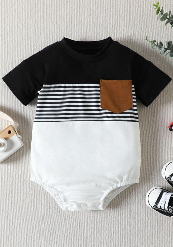 Summer Baby Clothes Boys Onesies Infant Toddler Casual Short Sleeve Striped Triangle Romper