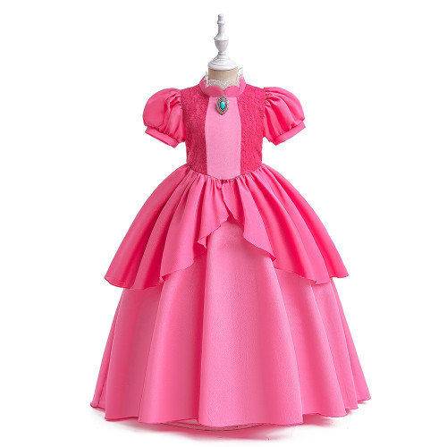 Girls dress skirt cosplay princess dress lace Patchwork puff sleeve children's dress
