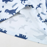 Boys Spring And Autumn Style Dinosaur Print Short-Sleeved Top + Solid Color Shorts Two-Piece Set