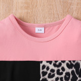 Children's Set Summer Girls' Clothes Children's Short-Sleeved T-Shirt Shorts Leopard Print Girls Pink Clothing Two Piece Set