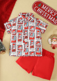 Christmas Boy Christmas printed short-sleeved shirt and shorts two-piece set