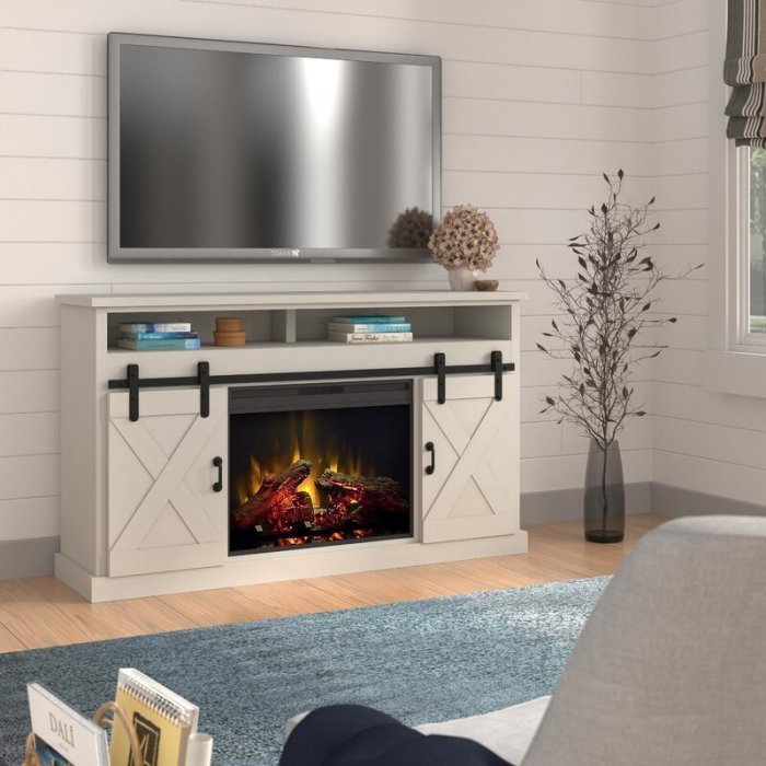 TV Stand for TVs up to 70  with Fireplace Included