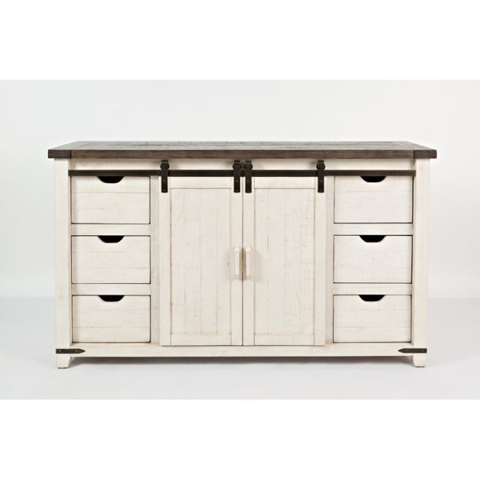 60'' Wide 6 Drawer Pine Solid Wood Credenza