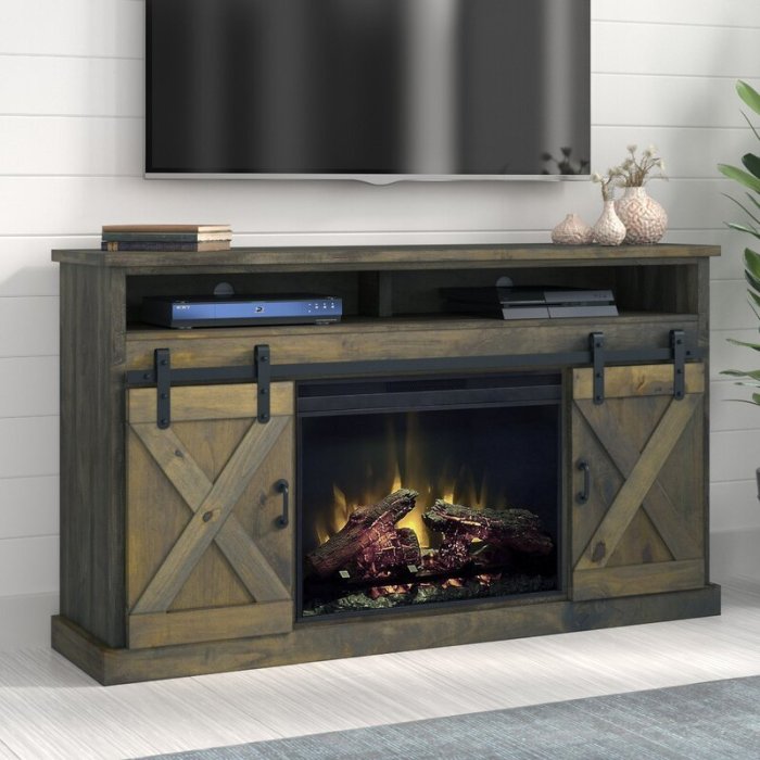 TV Stand for TVs up to 70  with Fireplace Included