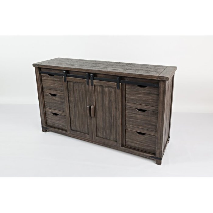 60'' Wide 6 Drawer Pine Solid Wood Credenza