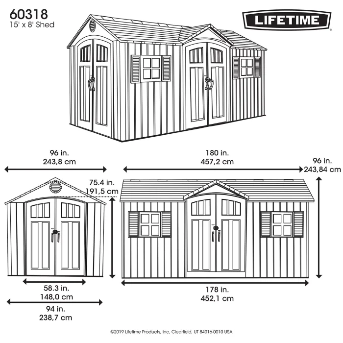 Lifetime 15' x 8' Rough Cut Dual-Entry Outdoor Storage Shed