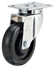 Swivel Plate ESD Caster Wheel 3 Inch Double Ball Bearing Black ESD PU 90-130KGS Zinc Plated 20 Days 32mm