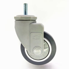 5 Inch Hospital Medical Bed Solid Round Stem Swivel Total Brake Elastic Thermoplastic Rubber Caster Wheel