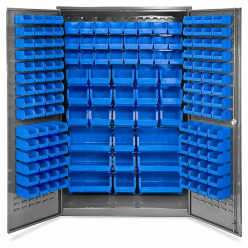 Industrial 16 Gauge Storage Locker With 138 Bins And 3 Shelves