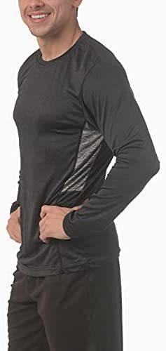 4 Pack: Men's Dry-Fit Moisture Wicking Performance Long Sleeve T-Shirt, UV Sun Protection Outdoor Active Athletic Crew Top