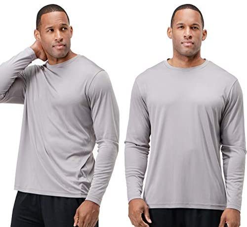 Men's 2 Pack UPF 50+ Sun Protection Long Sleeve Dri Fit Fishing Hiking Running Workout T-Shirts