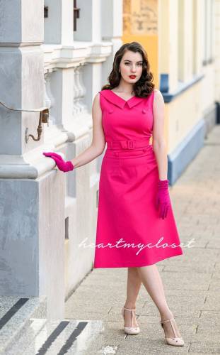 Hot pink Aline dress -1950s style retro custom made
