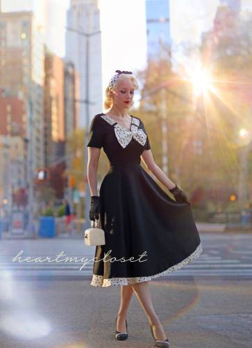 polkadot swing LBD / custom made dress retro 50s made to measure pinup clothing