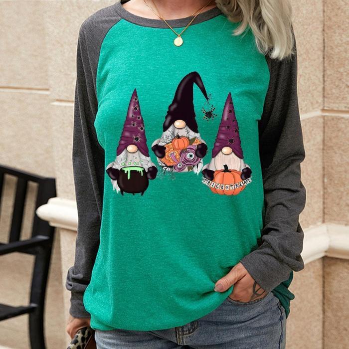 Round neck halloween printed hoodie top