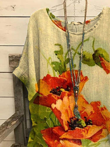 Women's Floral Print Vintage Casual Top