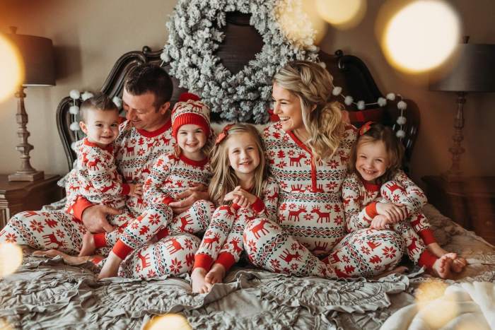 Family Matching Christmas Deer and Snowflake Pajamas Set