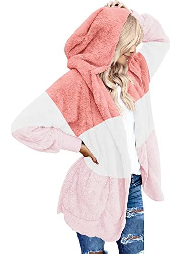 LookbookStore Women's Oversized Open Front Hooded Draped Pockets Cardigan Coat