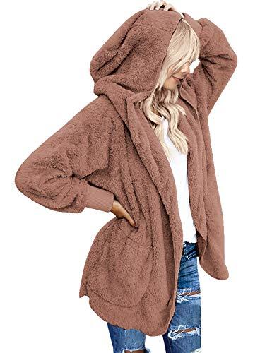 LookbookStore Women's Oversized Open Front Hooded Draped Pockets Cardigan Coat