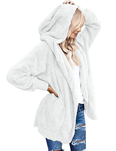LookbookStore Women's Oversized Open Front Hooded Draped Pockets Cardigan Coat